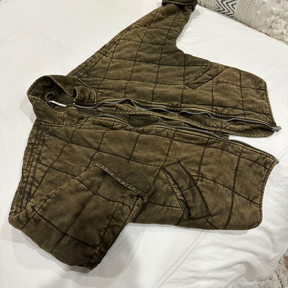 Free People Quilted Olive Bomber Jacket - Picture 3 of 4